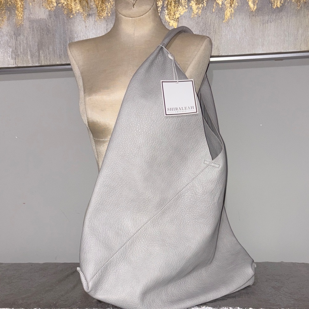 Shiraleah Light Gray leather Hobo Bag